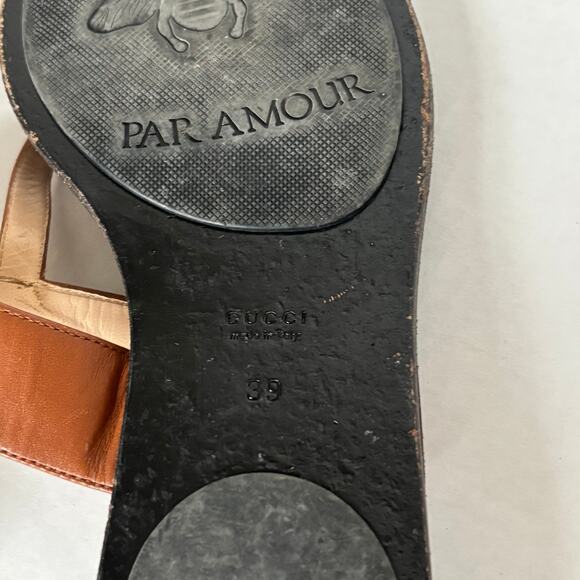 Gucci Marmont GG Thong Sandal Black Brown Slip On Flip Flop Flat Size EU 39 US 9 - Picture 9 of 10